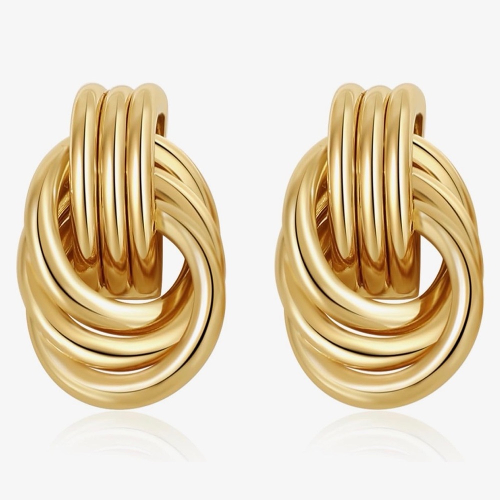 Trending Gold Knot Earrings | 18K Gold Plated | Hypoallergenic Statement Hoops